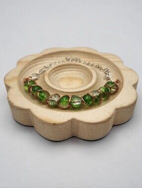 Handmade Wire-wrapped Elegant Green Adjustable Beaded Bracelet